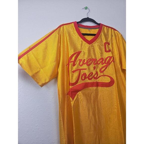 NWT Average Joes Yellow V-Neck Peter Lafleur Dodgeball Jersey XL - Picture 2 of 9